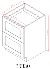 Base 30" - American Oak 30 Inch 2 Drawer Base Cabinet
